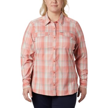 Columbia Silver Ridge Lite Plaid Long Sleeve Plus Size, Camisa Coral Oscuro Multicolor Para Mujer |